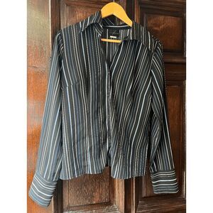 Fenomenon by Chapter One Wide Collar Striped Long Sleeve Blouse - L